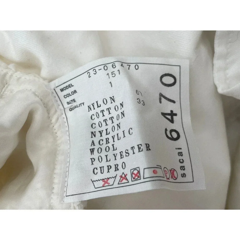 Sacai Tweed Shorts Drawcord Waist Off White Size XS- S